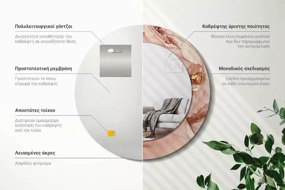 Kerek tükör fali dísz Absztrakt folyadék