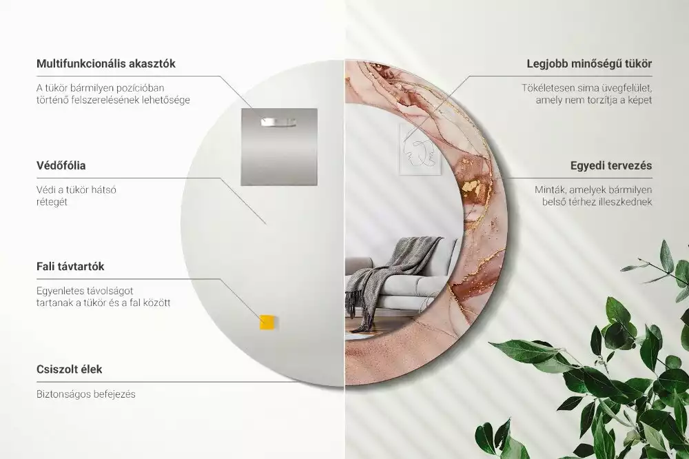 Kerek tükör fali dísz Absztrakt folyadék