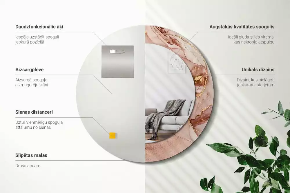 Kerek tükör fali dísz Absztrakt folyadék