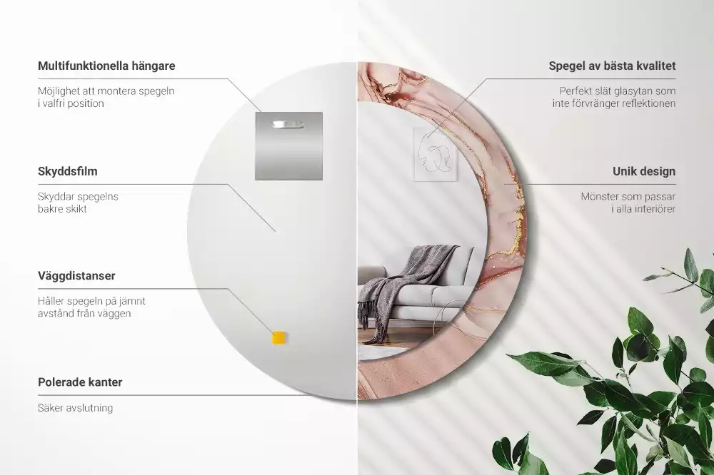 Kerek tükör fali dísz Absztrakt folyadék