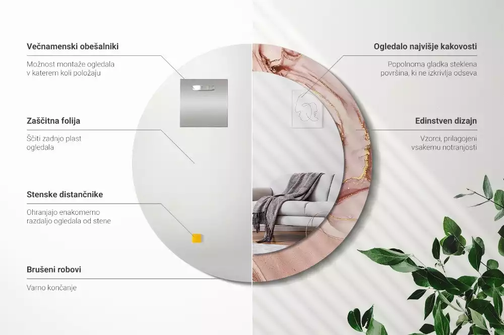 Kerek tükör fali dísz Absztrakt folyadék