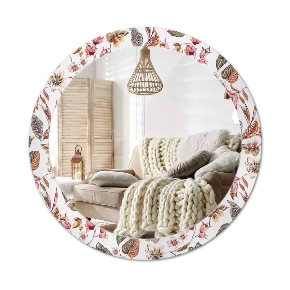 Kerek tükör fali dísz Vintage virágok