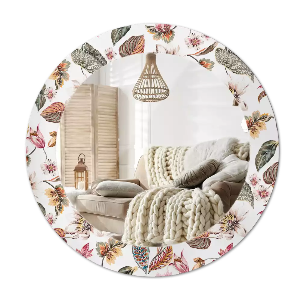 Kerek tükör fali dísz Vintage virágok