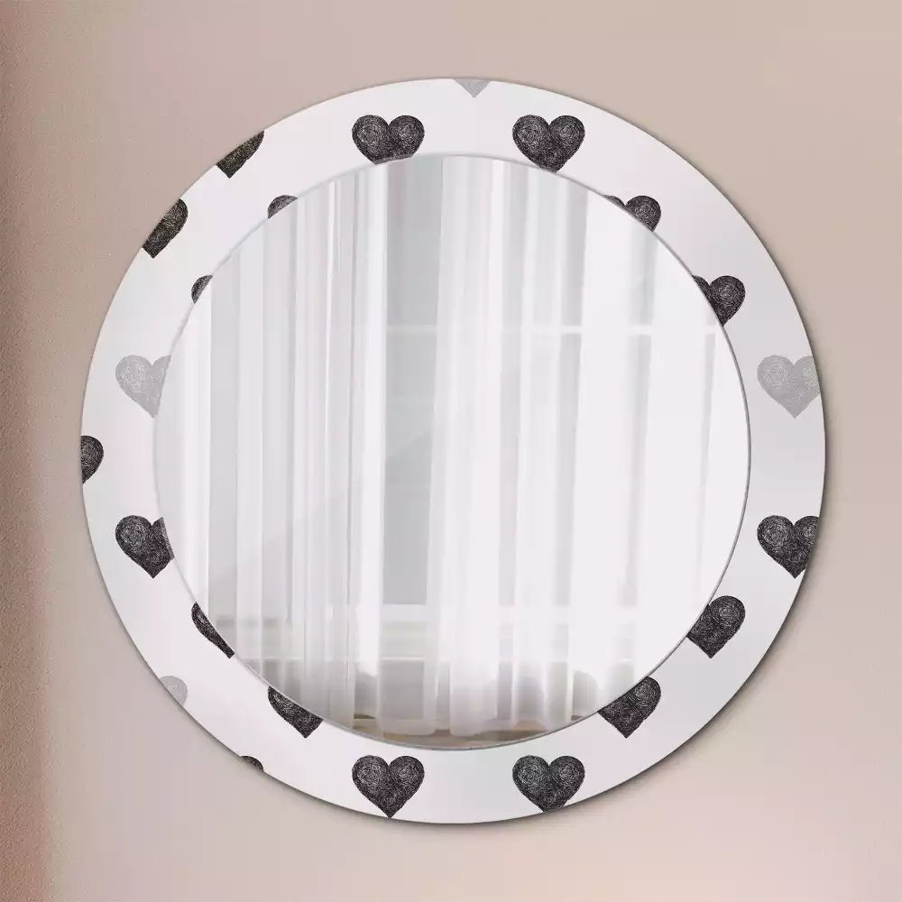 Kerek díszes tükör Absztrakt szívek