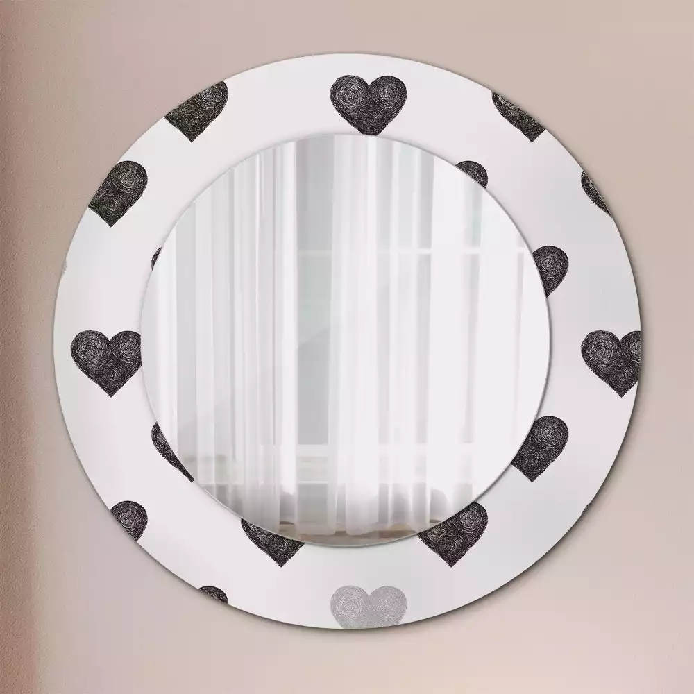 Kerek díszes tükör Absztrakt szívek