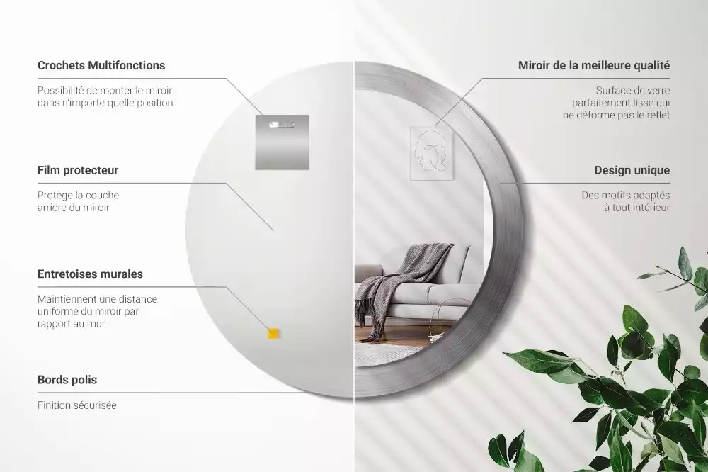 Kerek tükör fali dísz Fém utánzat