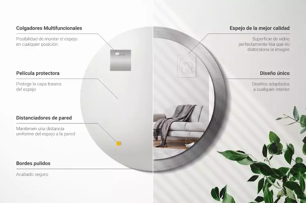 Kerek tükör fali dísz Fém utánzat