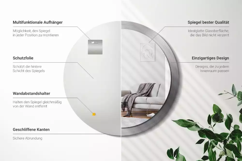 Kerek tükör fali dísz Fém utánzat