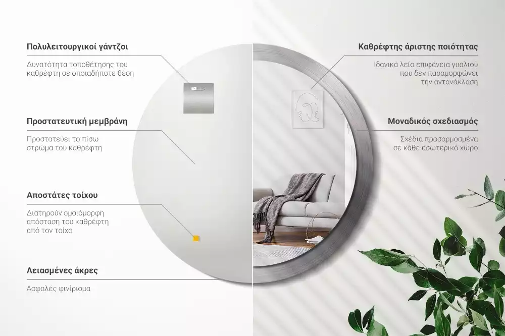 Kerek tükör fali dísz Fém utánzat