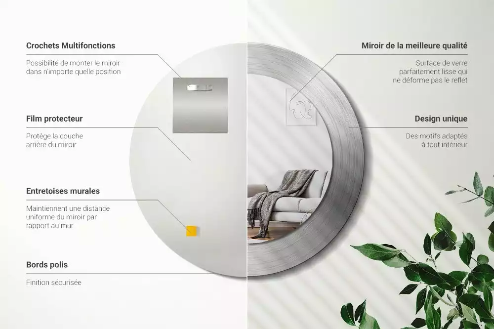 Kerek tükör fali dísz Fém utánzat