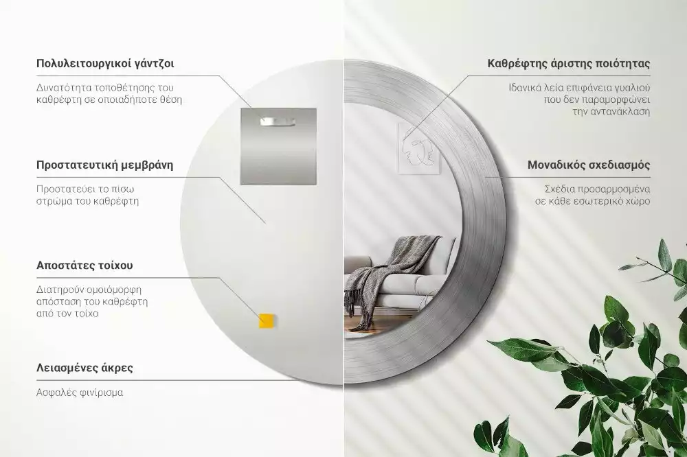 Kerek tükör fali dísz Fém utánzat