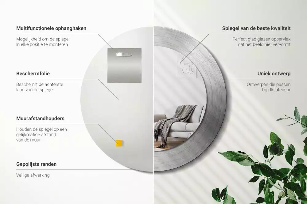 Kerek tükör fali dísz Fém utánzat