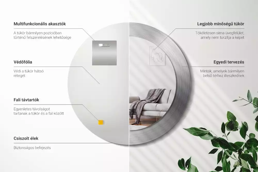 Kerek tükör fali dísz Fém utánzat