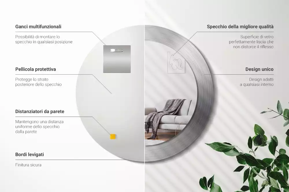 Kerek tükör fali dísz Fém utánzat