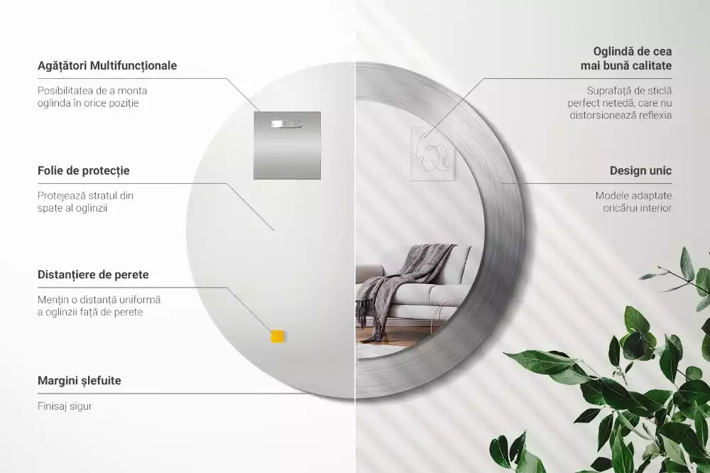 Kerek tükör fali dísz Fém utánzat