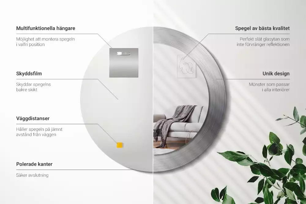 Kerek tükör fali dísz Fém utánzat