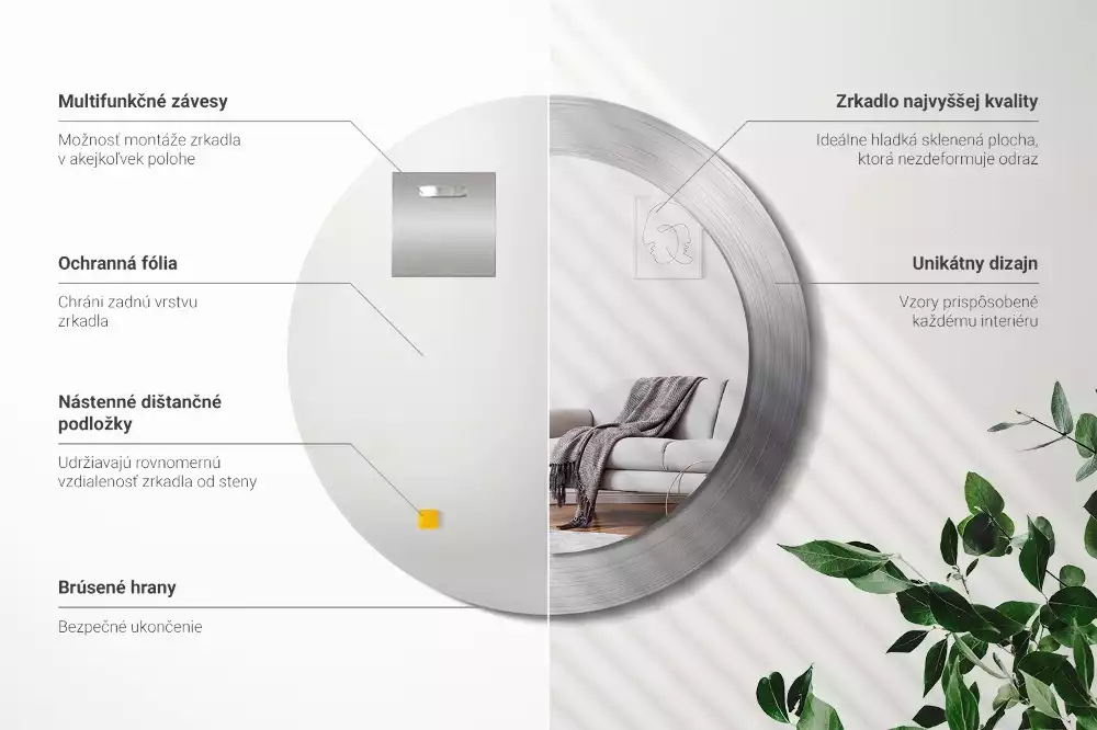 Kerek tükör fali dísz Fém utánzat