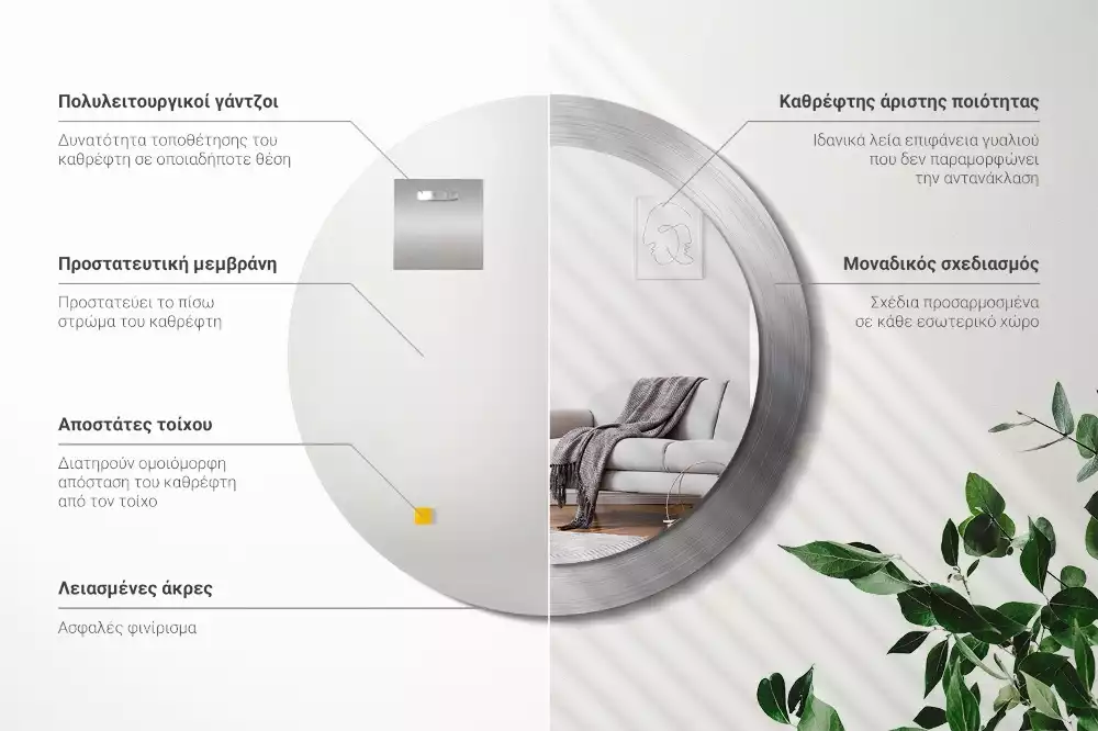 Kerek tükör fali dísz Fém utánzat