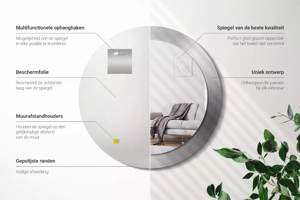 Kerek tükör fali dísz Fém utánzat