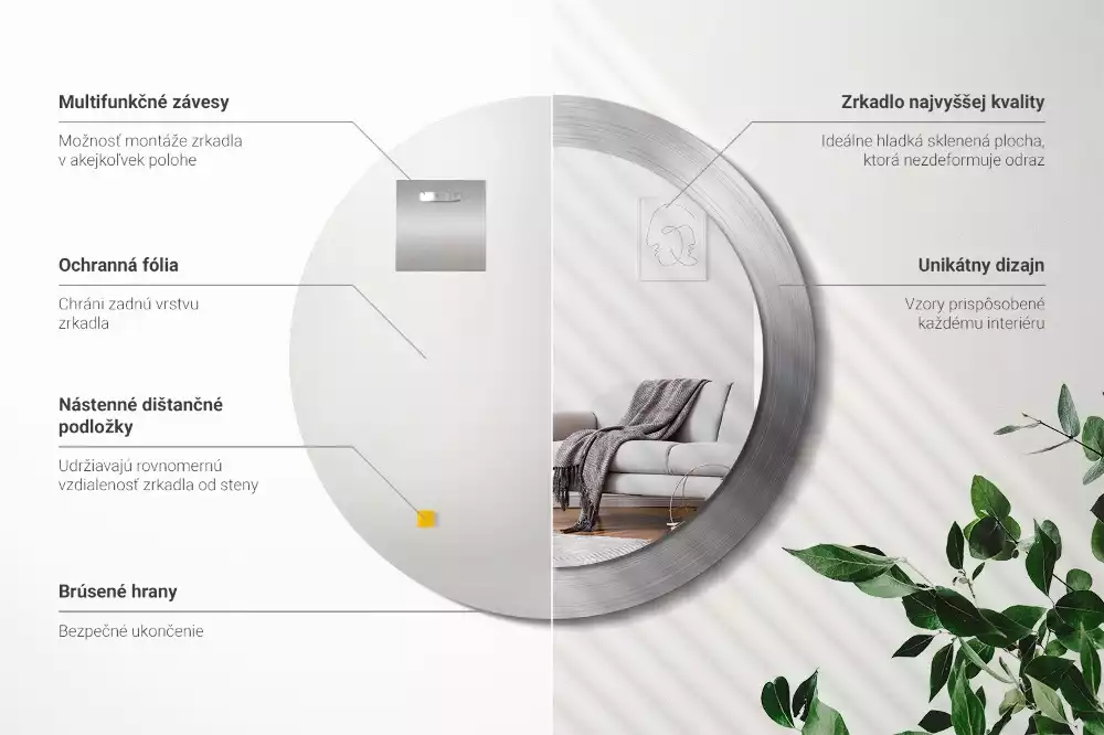 Kerek tükör fali dísz Fém utánzat