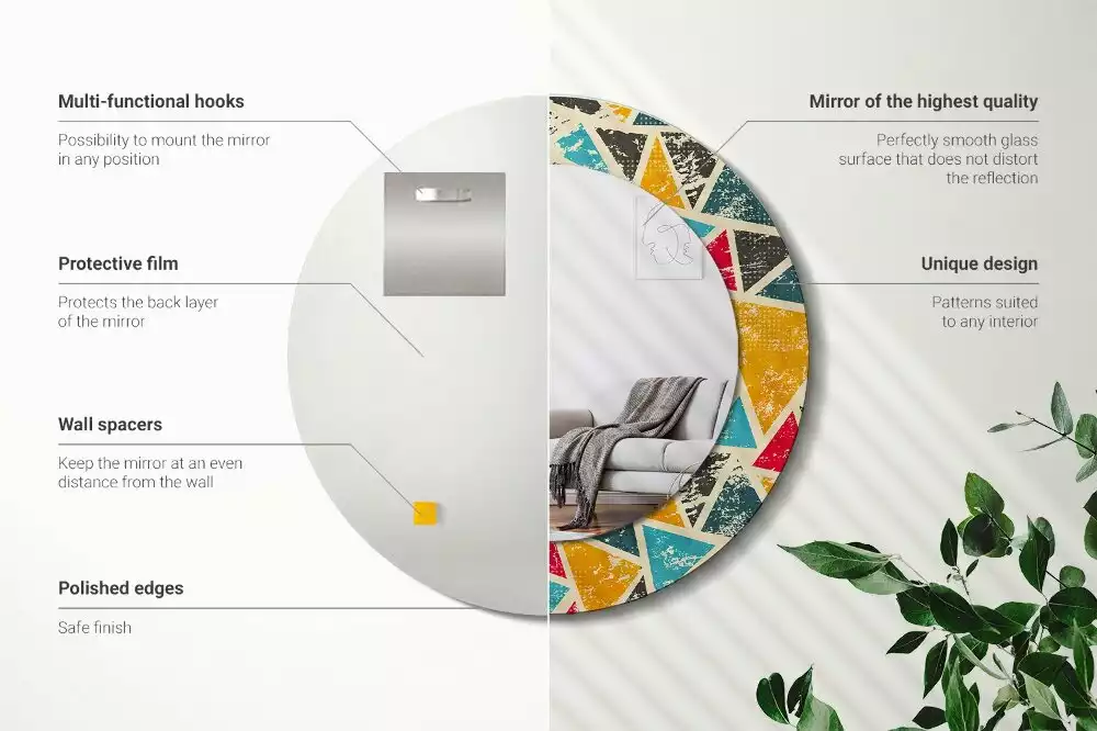 Kerek tükör fali dísz Retro kompozíció