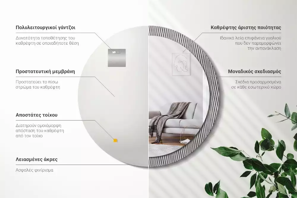 Kerek tükör fali dísz Geometrikus pontminta