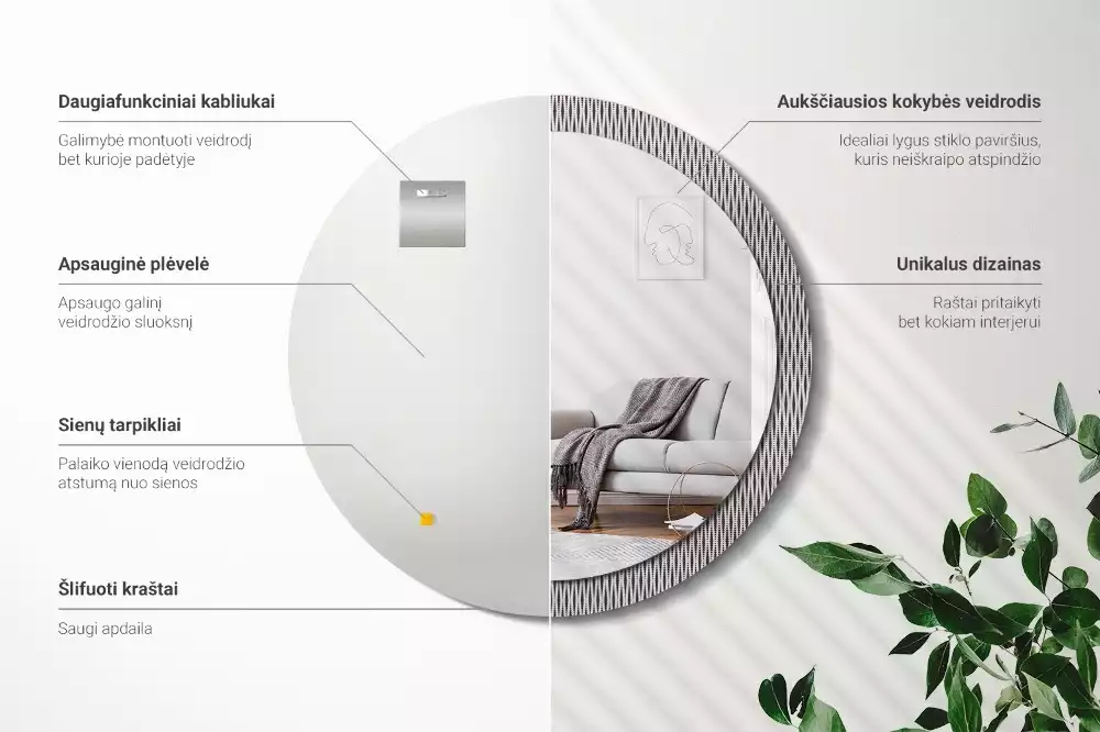 Kerek tükör fali dísz Geometrikus pontminta