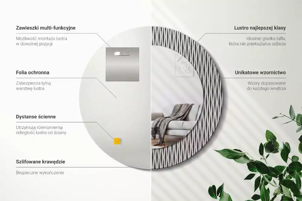 Kerek tükör fali dísz Geometrikus pontminta
