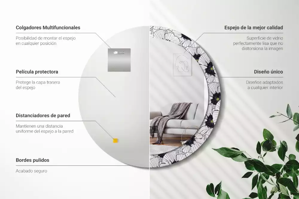 Kerek tükör fali dísz Virágkötészeti