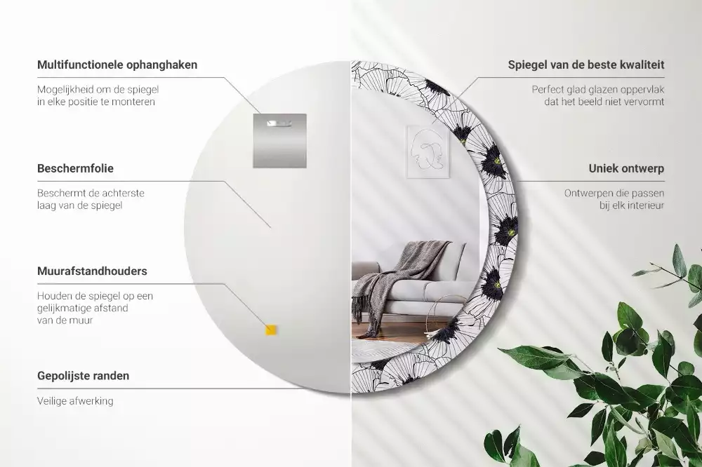 Kerek tükör fali dísz Virágkötészeti