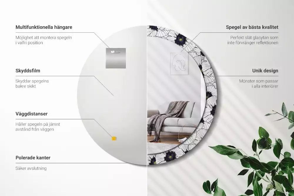 Kerek tükör fali dísz Virágkötészeti