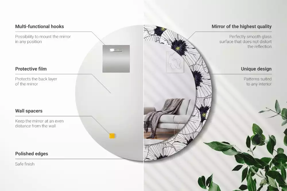 Kerek tükör fali dísz Virágkötészeti