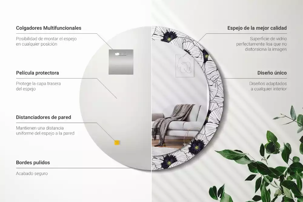 Kerek tükör fali dísz Virágkötészeti