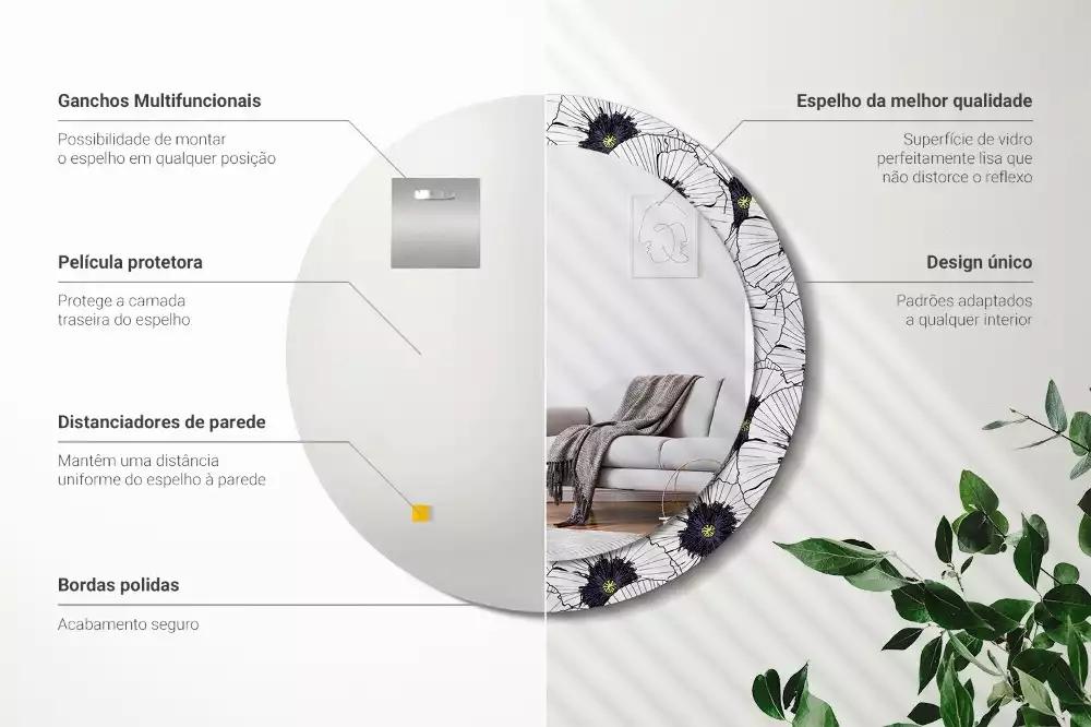 Kerek tükör fali dísz Virágkötészeti