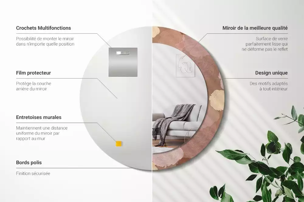 Kerek tükör fali dísz Rózsa összetétele