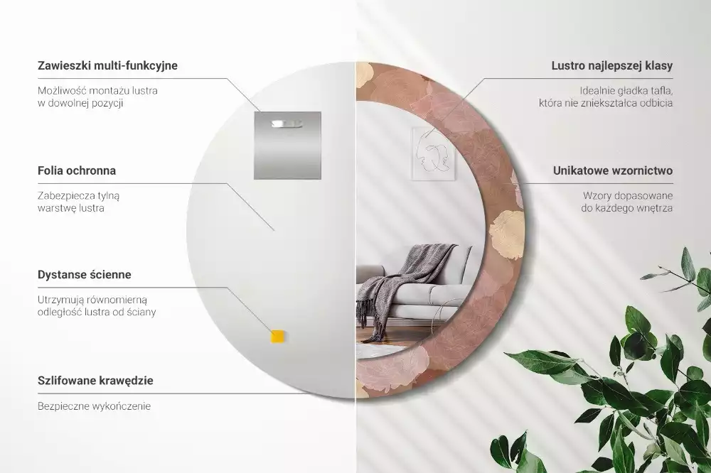 Kerek tükör fali dísz Rózsa összetétele