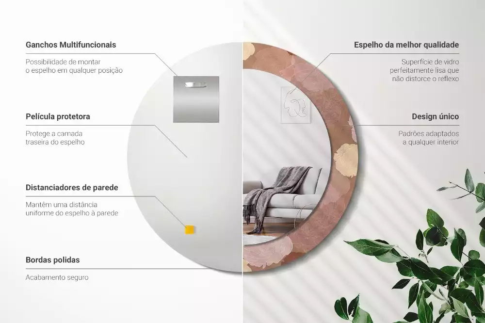 Kerek tükör fali dísz Rózsa összetétele