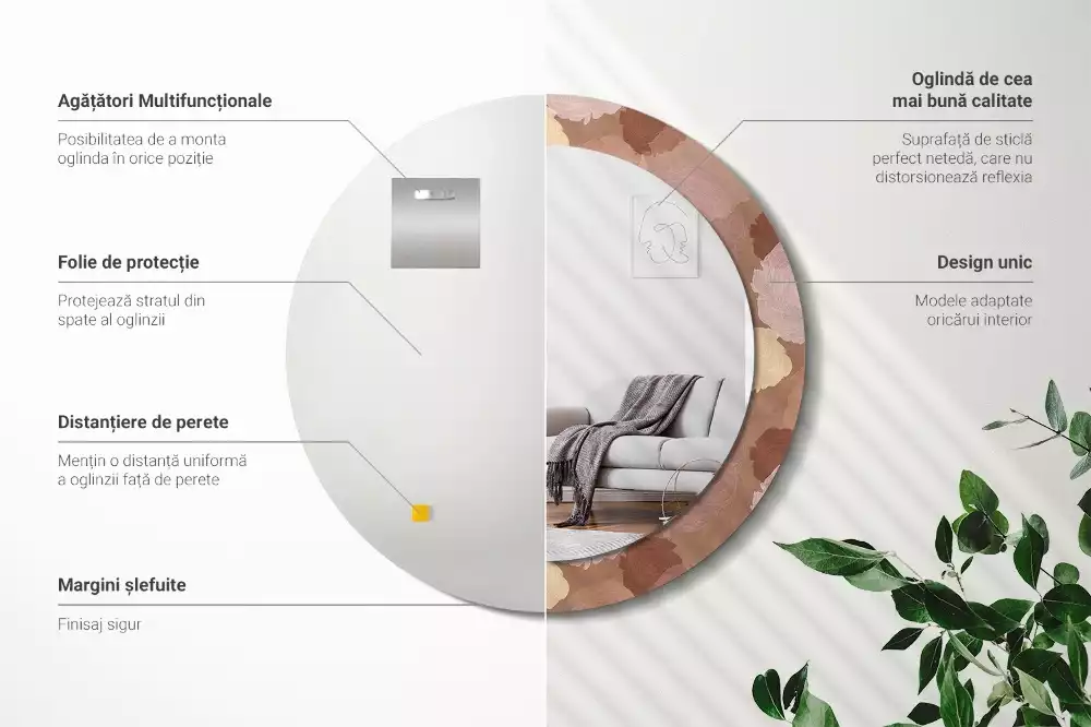 Kerek tükör fali dísz Rózsa összetétele