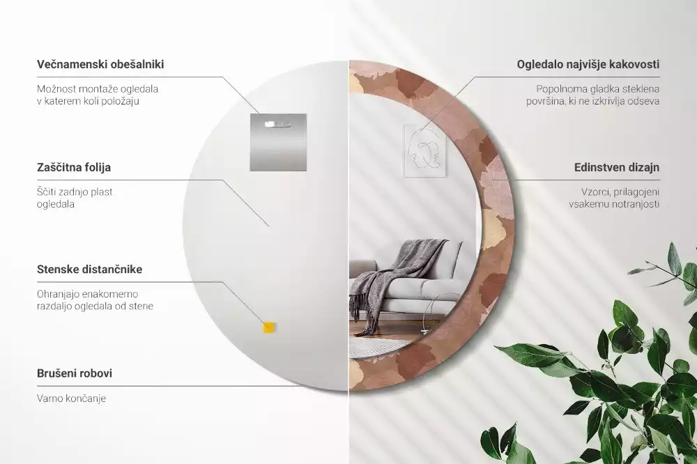 Kerek tükör fali dísz Rózsa összetétele