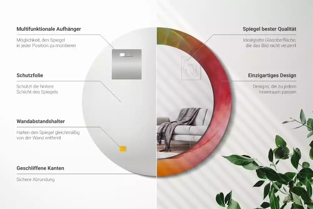 Kerek tükör fali dísz Színpaletta