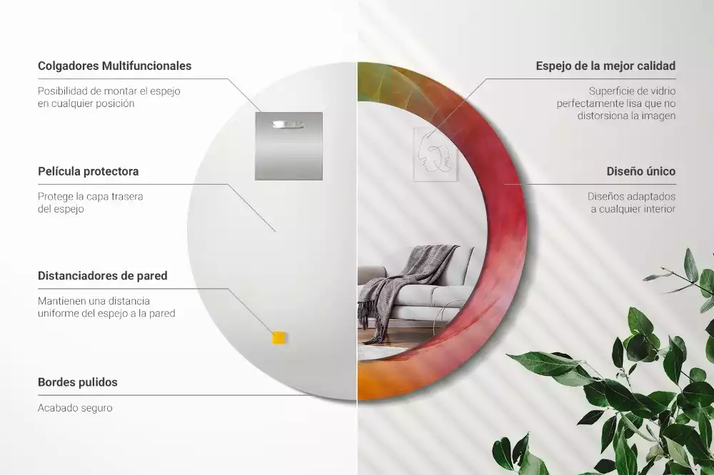 Kerek tükör fali dísz Színpaletta