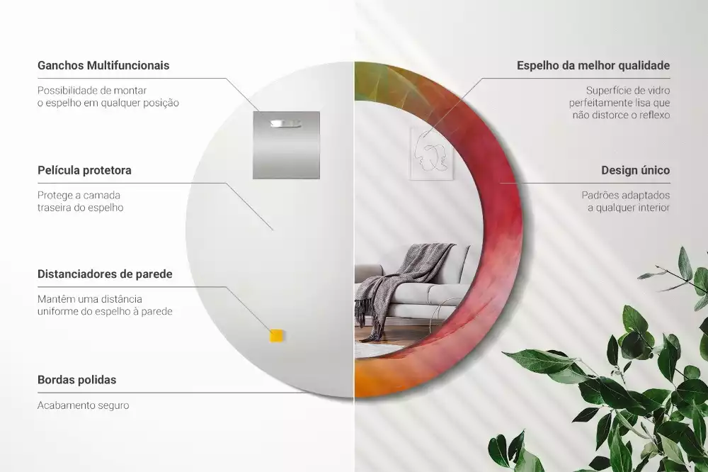 Kerek tükör fali dísz Színpaletta