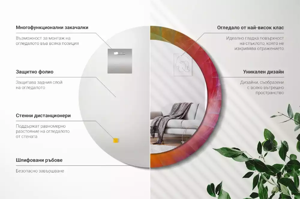 Kerek tükör fali dísz Színpaletta