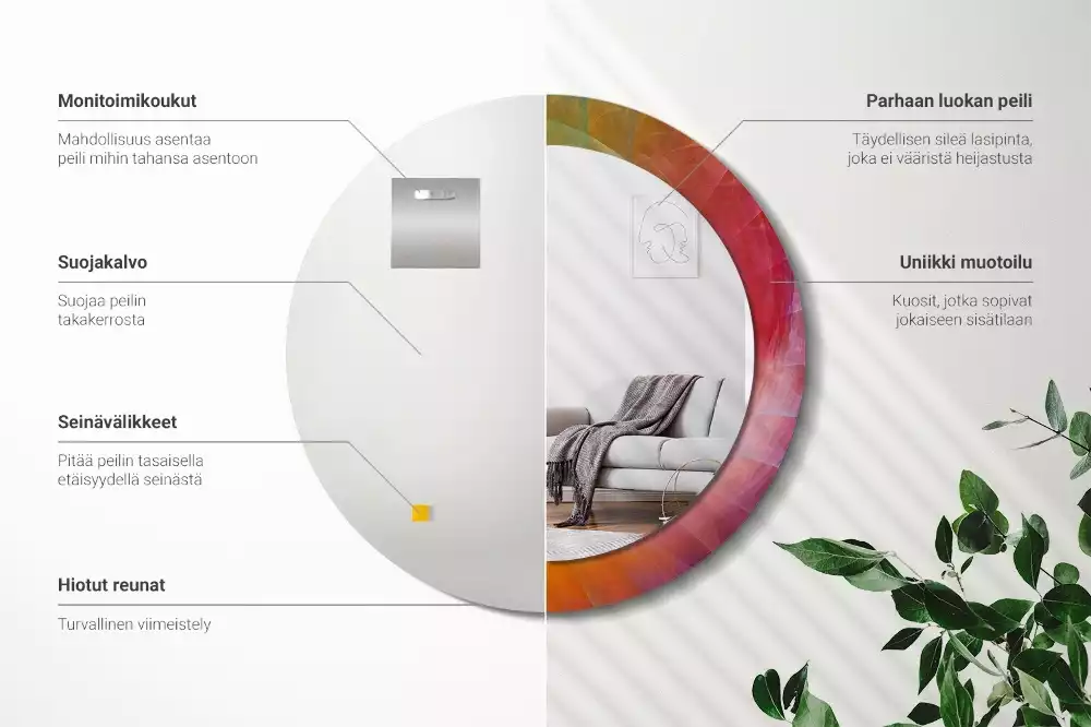 Kerek tükör fali dísz Színpaletta