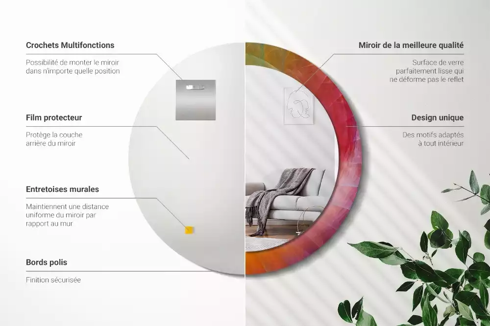 Kerek tükör fali dísz Színpaletta