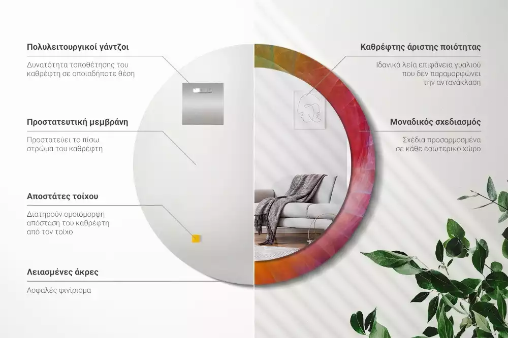 Kerek tükör fali dísz Színpaletta