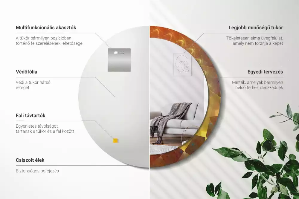 Kerek tükör fali dísz Spirális absztrakció