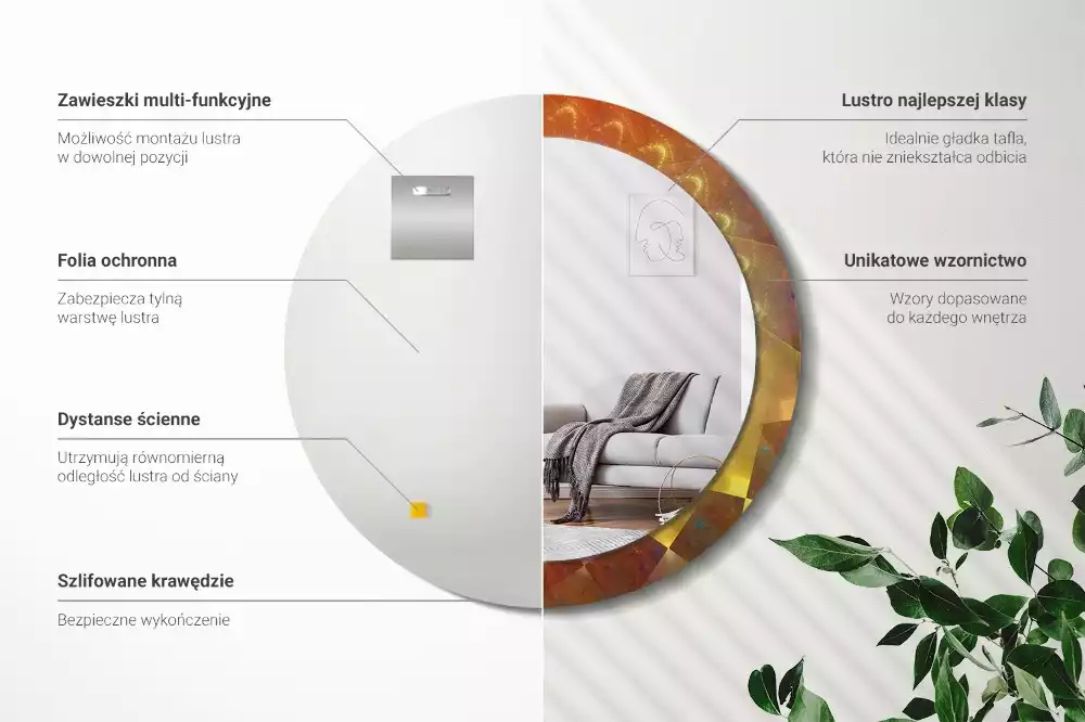 Kerek tükör fali dísz Spirális absztrakció