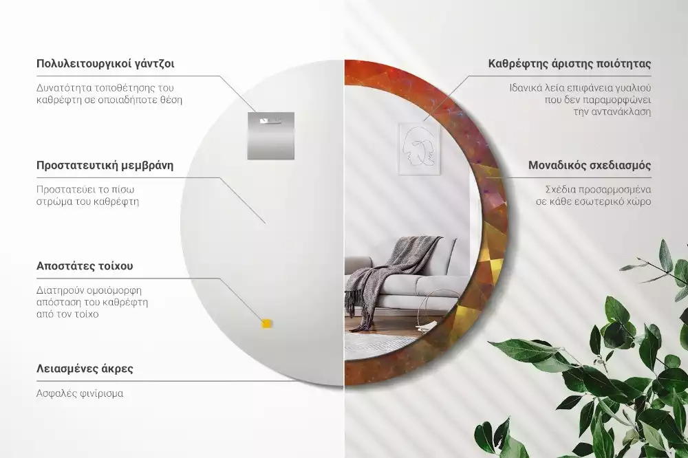 Kerek tükör fali dísz Spirális absztrakció