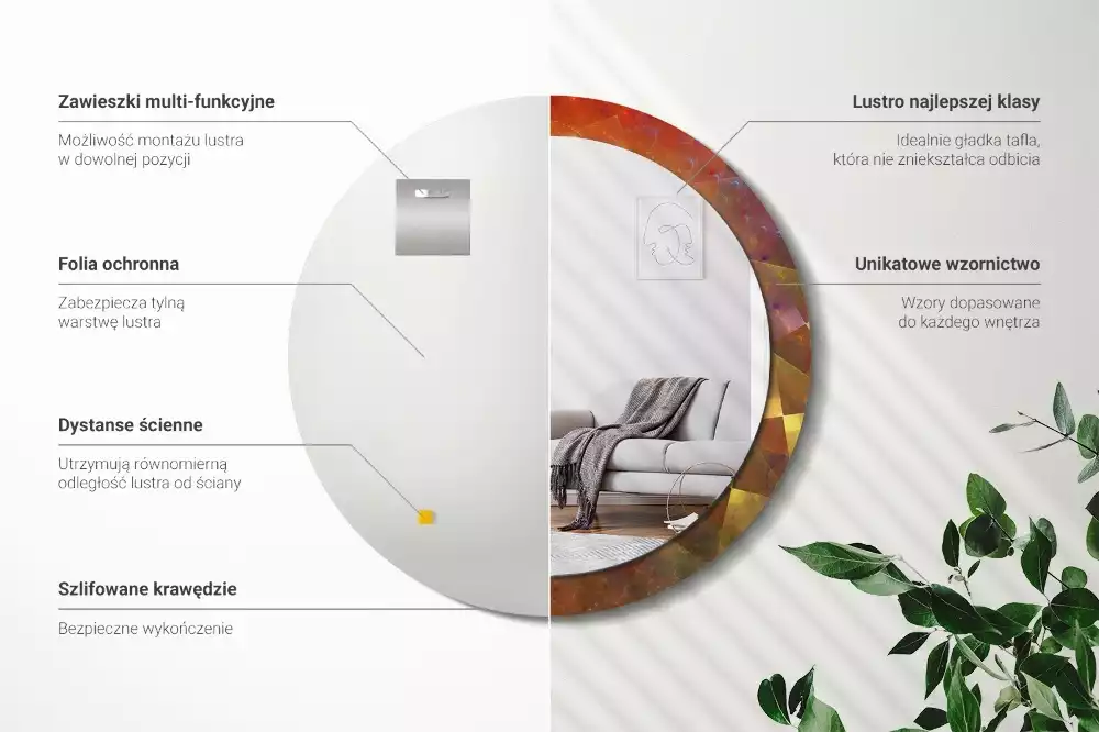 Kerek tükör fali dísz Spirális absztrakció